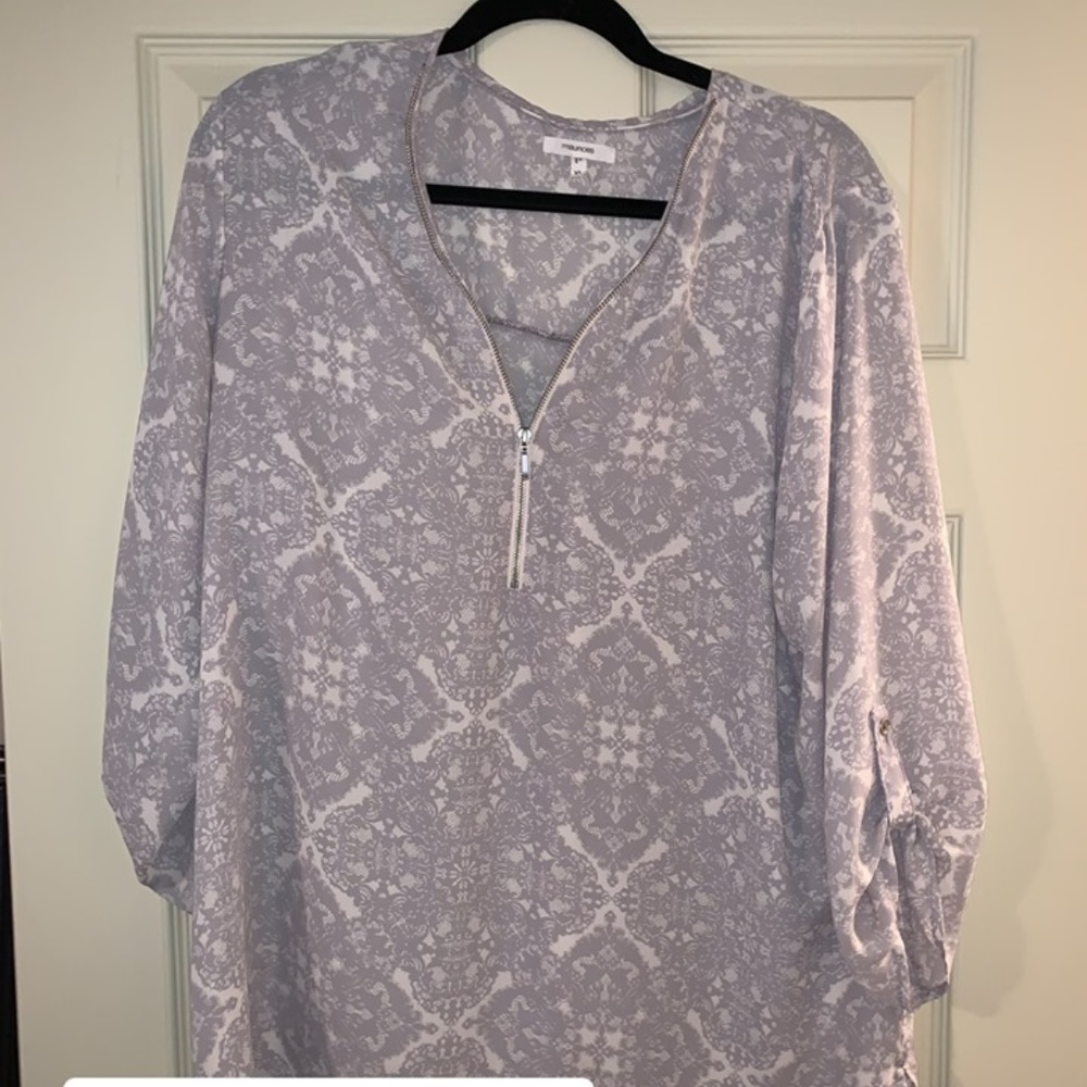 Chiffon Grey & White Tunic Top